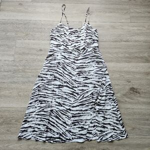 Cupshe Rylie Zebra Print Dress Womens Large Tie Up Black and White Nwt Summer